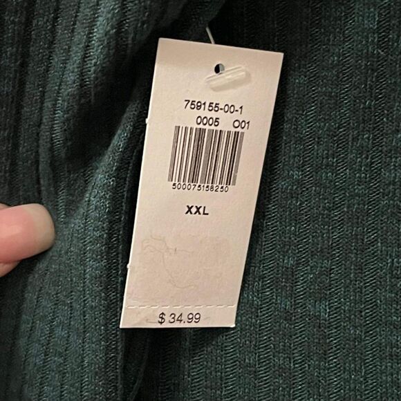 OLD NAVY Fit & Flare Rib-Knit Long-Sleeve Emerald Green Mini Dress, Size XXL - Picture 6 of 9